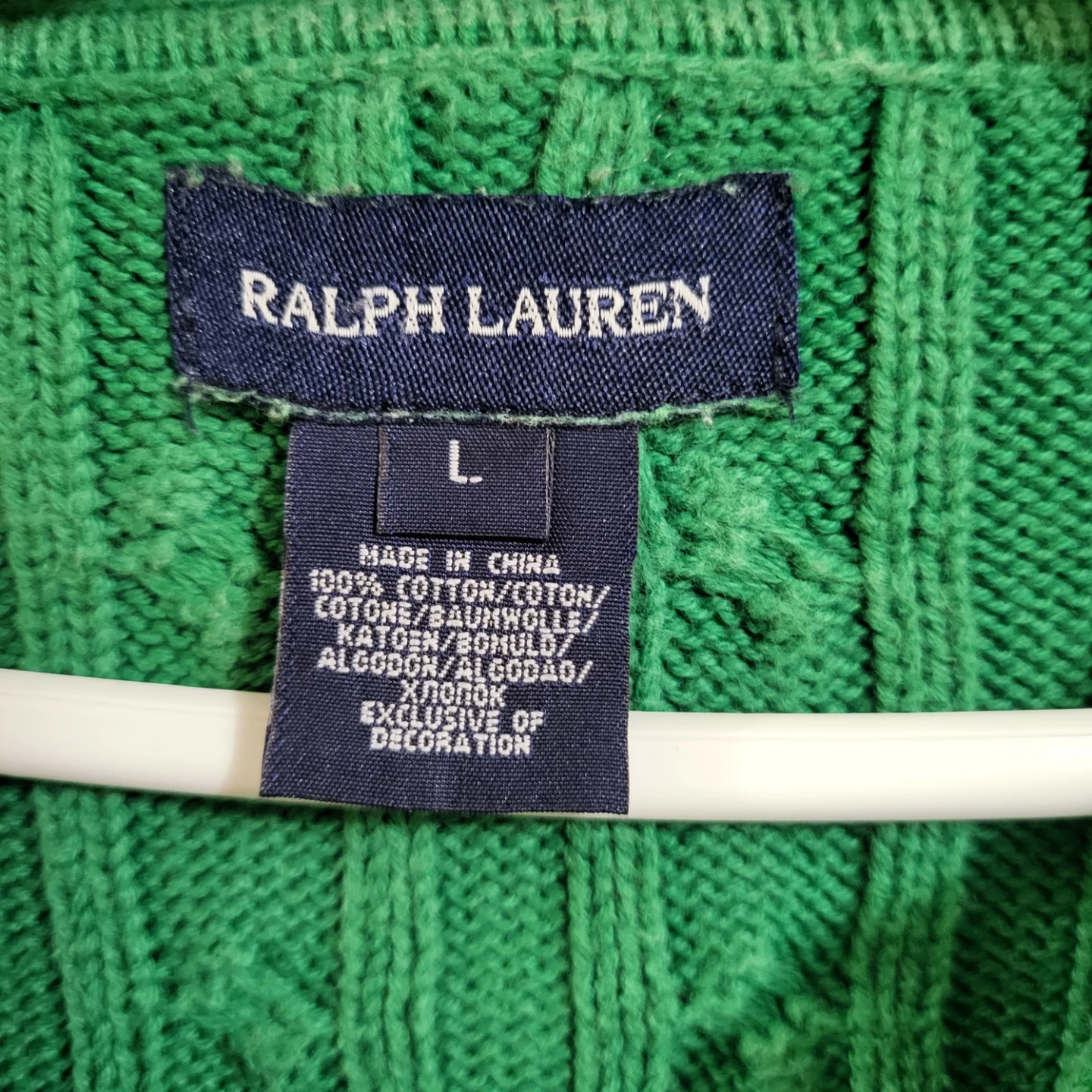 Ralph Lauren Girls Cable-Knit Full-Zip Hoodie (Green, Size L) - photo 3