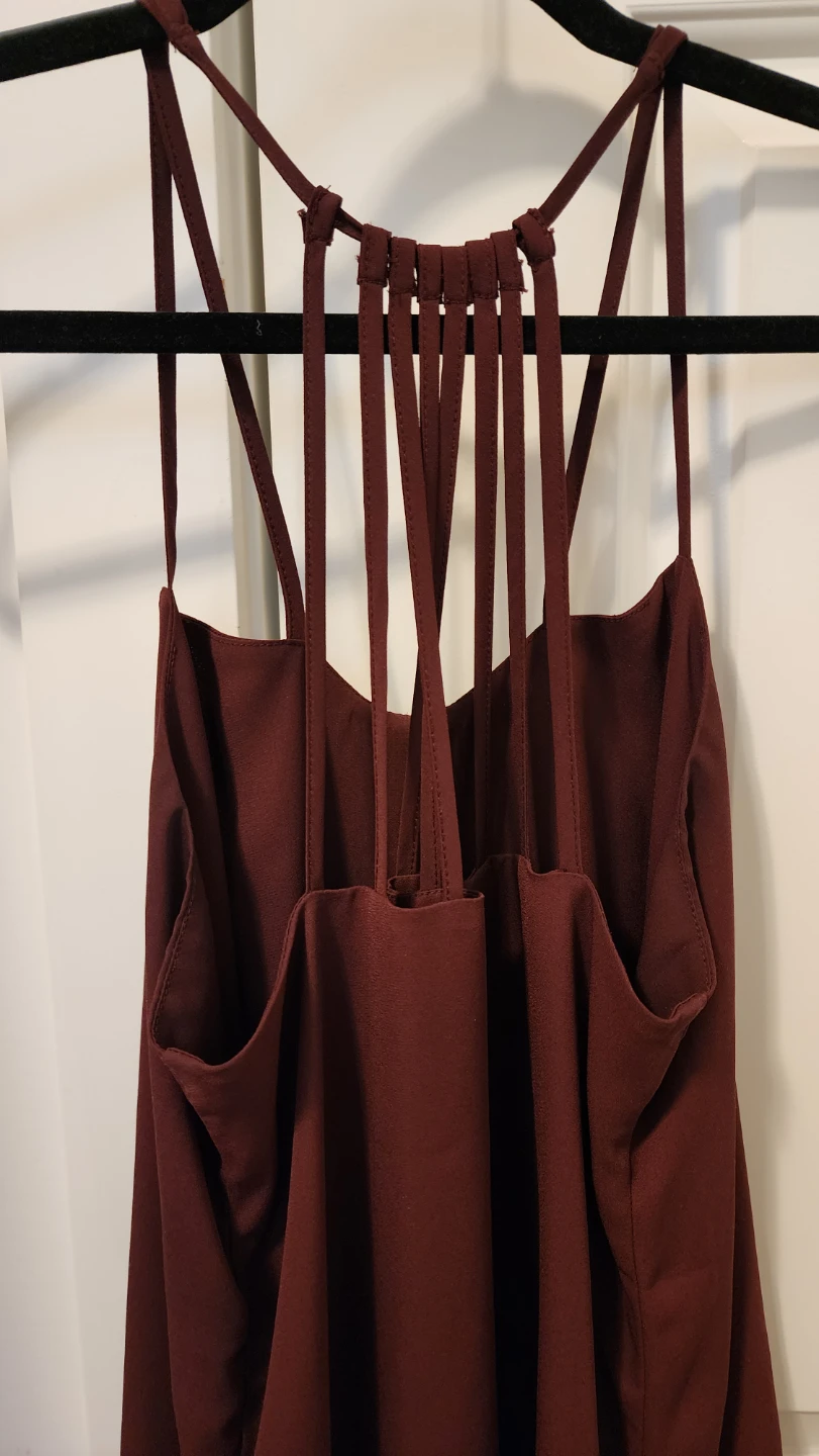 Burgundy Caged Back Tank Top - photo 2