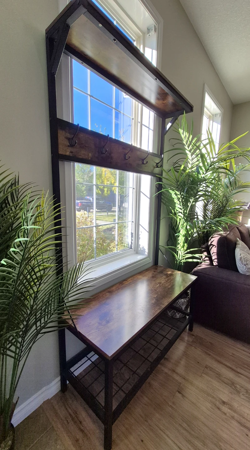 Industrial Hall Tree with Bench and Shoe Storage - photo 2