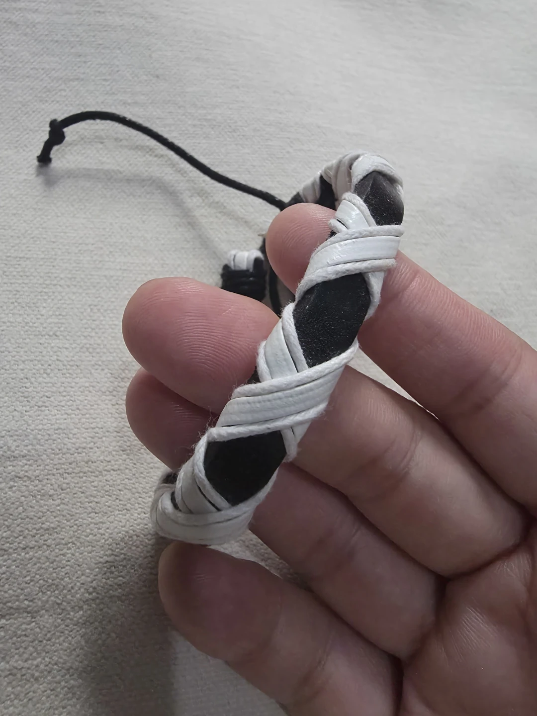Black and White Braided Cord Bracelet 🏈