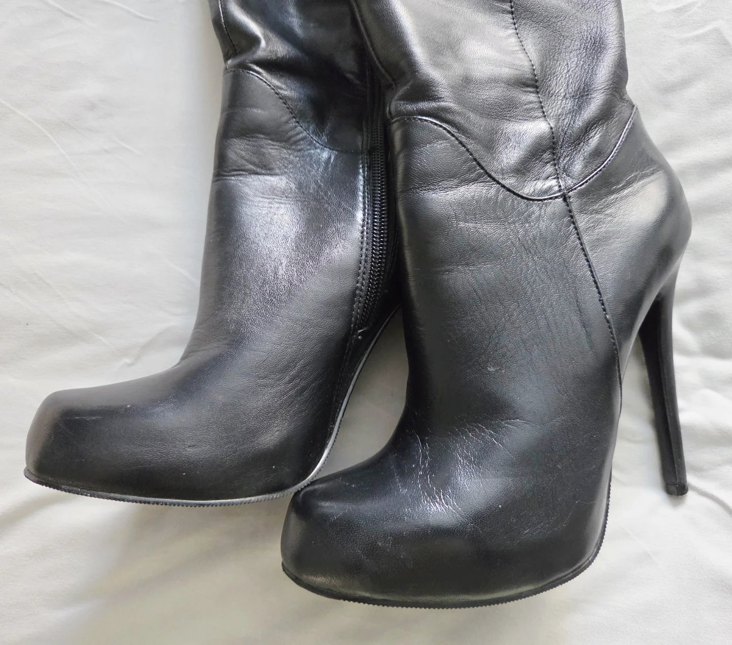Black Leather Over-the-Knee Boots - photo 3