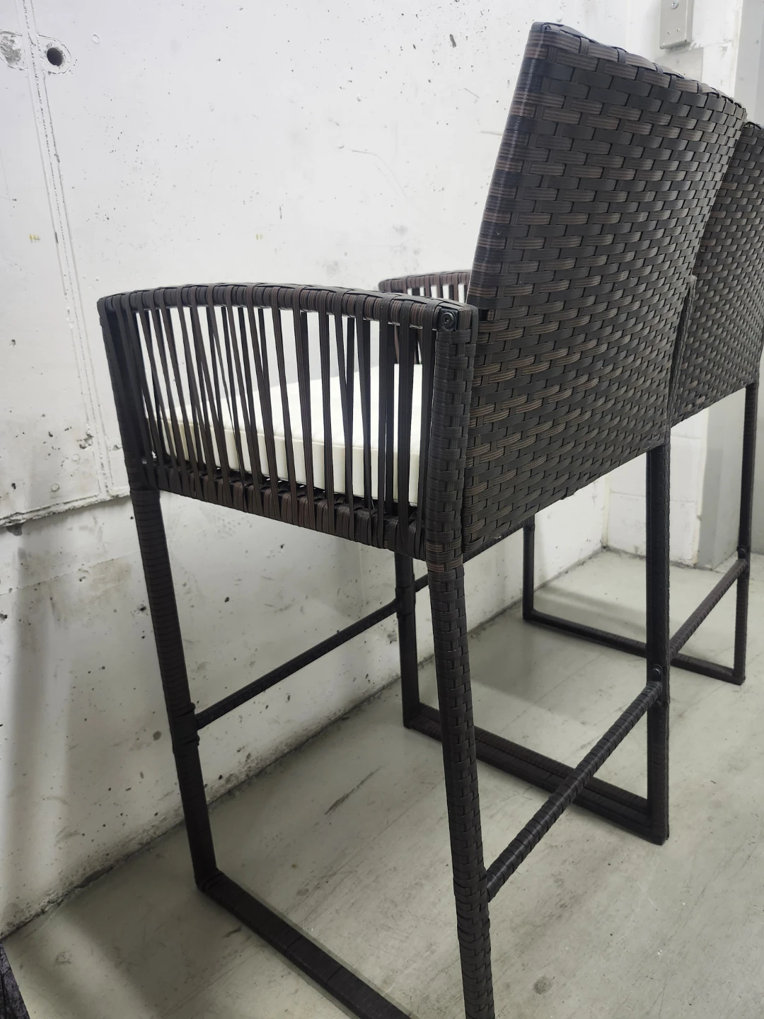 Set of Two Brown Wicker Bar Stools