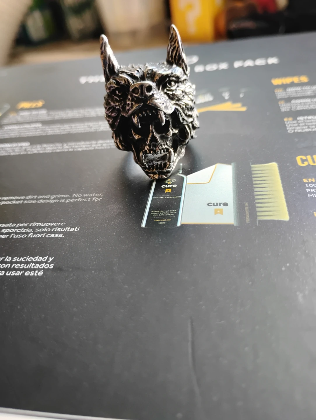Skull wolf ring