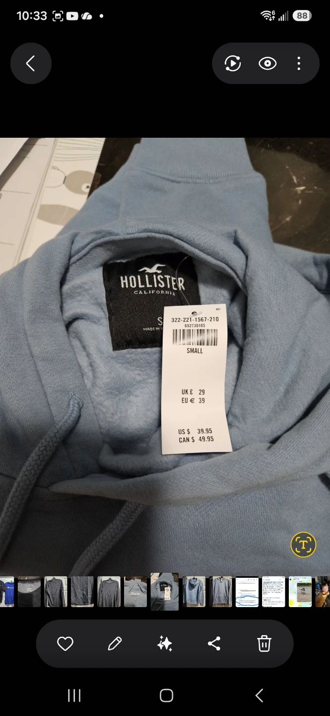 Men's Hollister Blue Hoodie-Small - photo 3