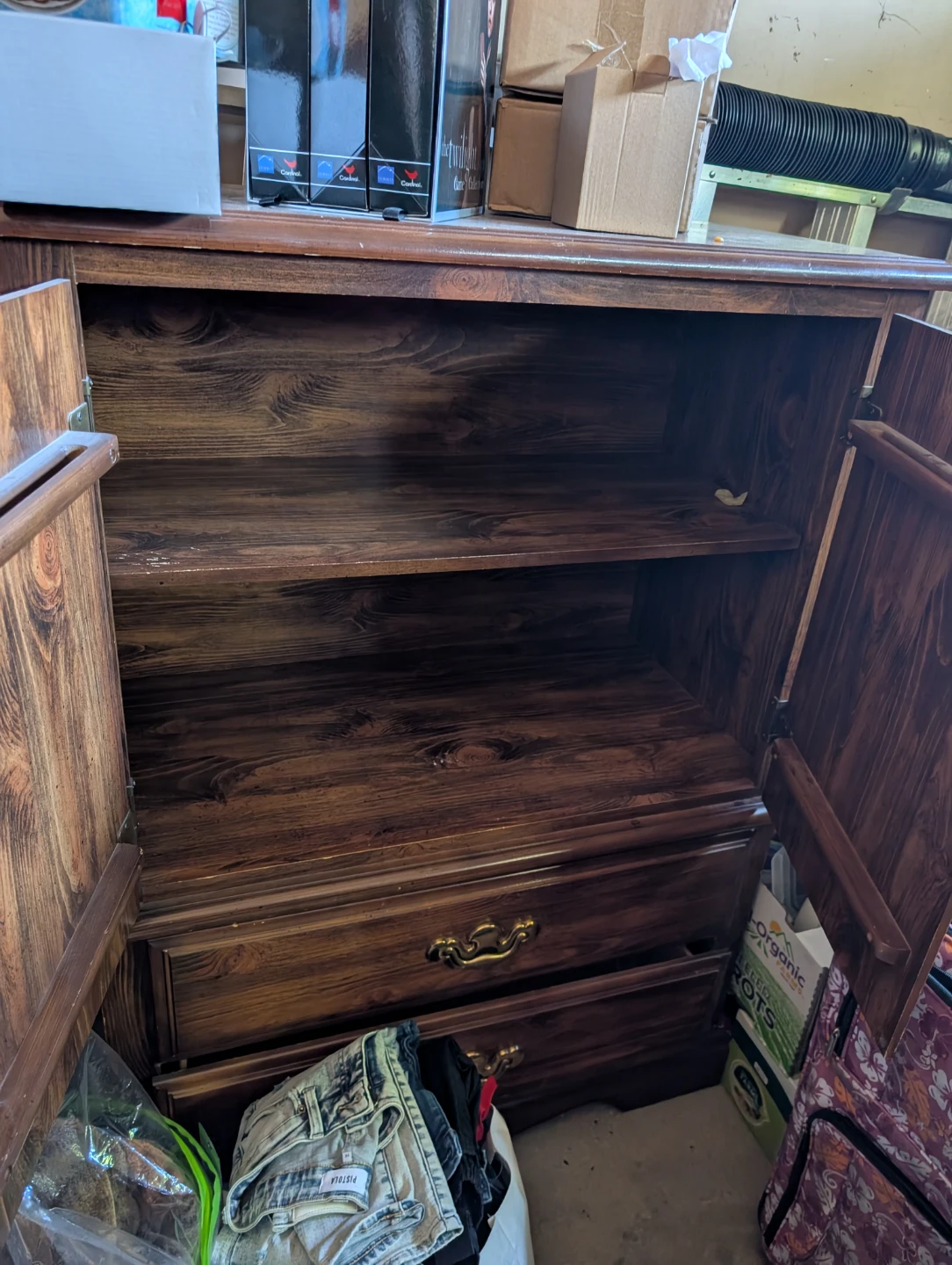 Vintage Wood Armoire with Drawers - photo 4