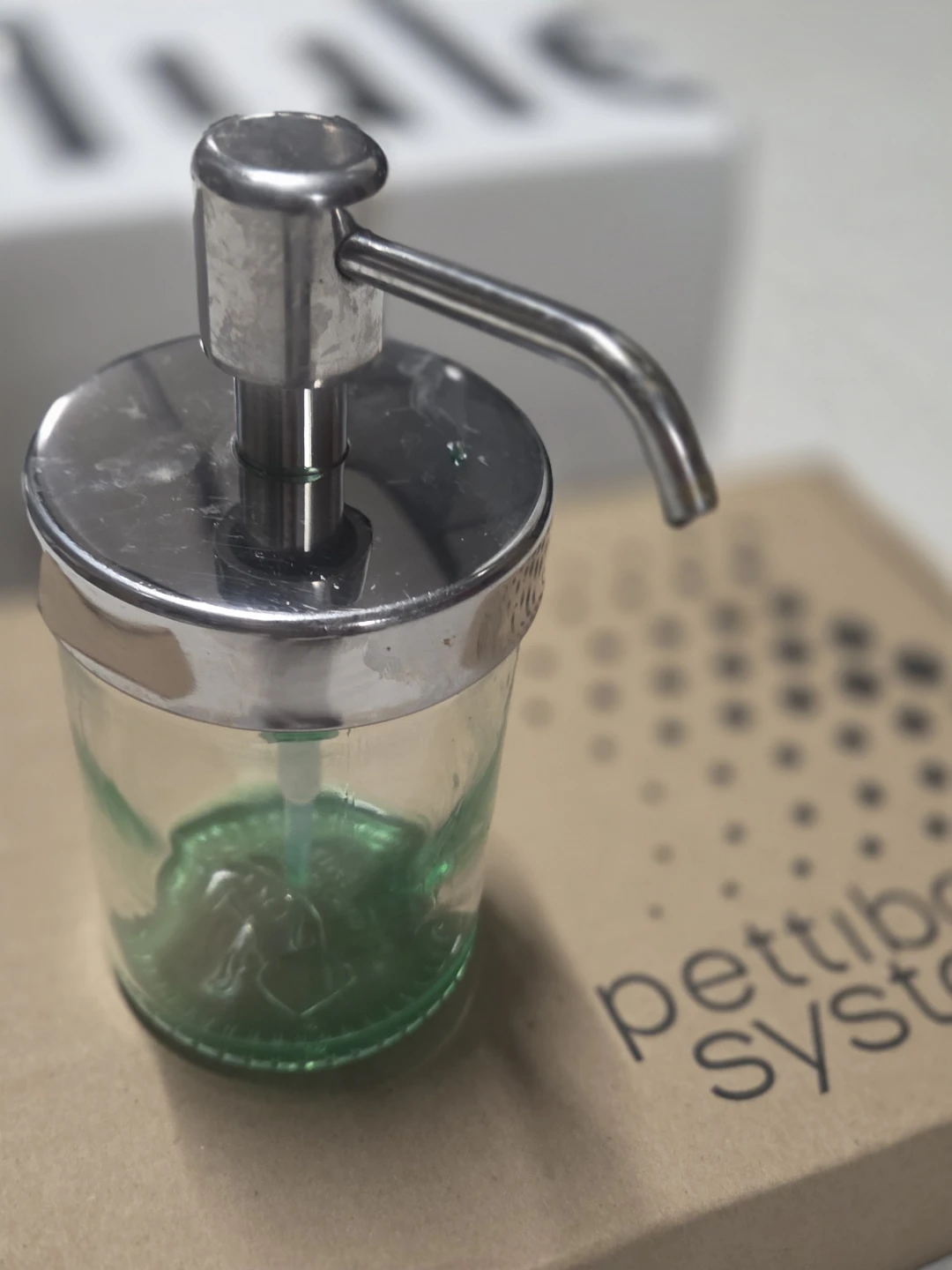 Glass Soap Dispenser with Chrome Pump