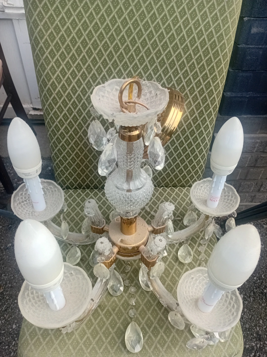 Vintage Brass and Crystal Chandelier - photo 5