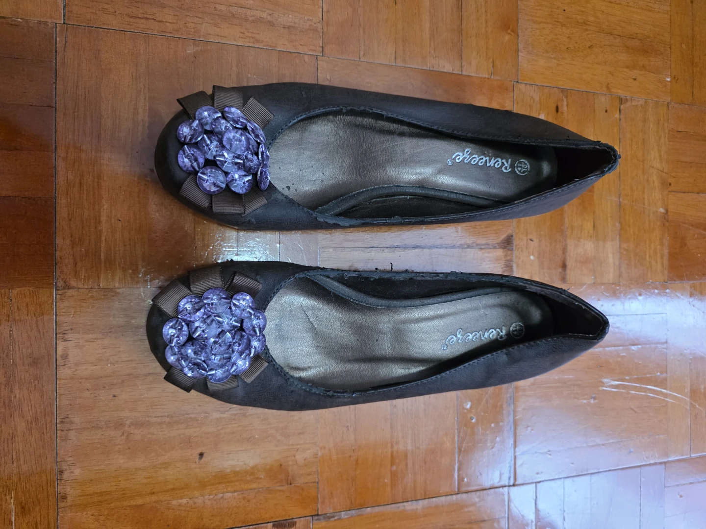 Reneeze Brown Ballet Flats with Purple Accents