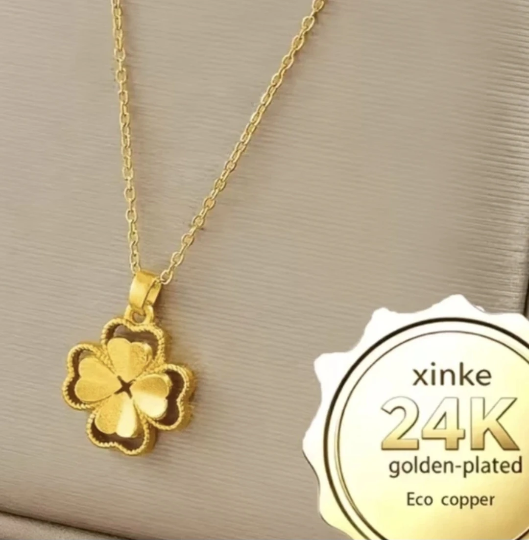 Xinke 24K Gold-Plated Clover Necklace 🏈 - photo 2