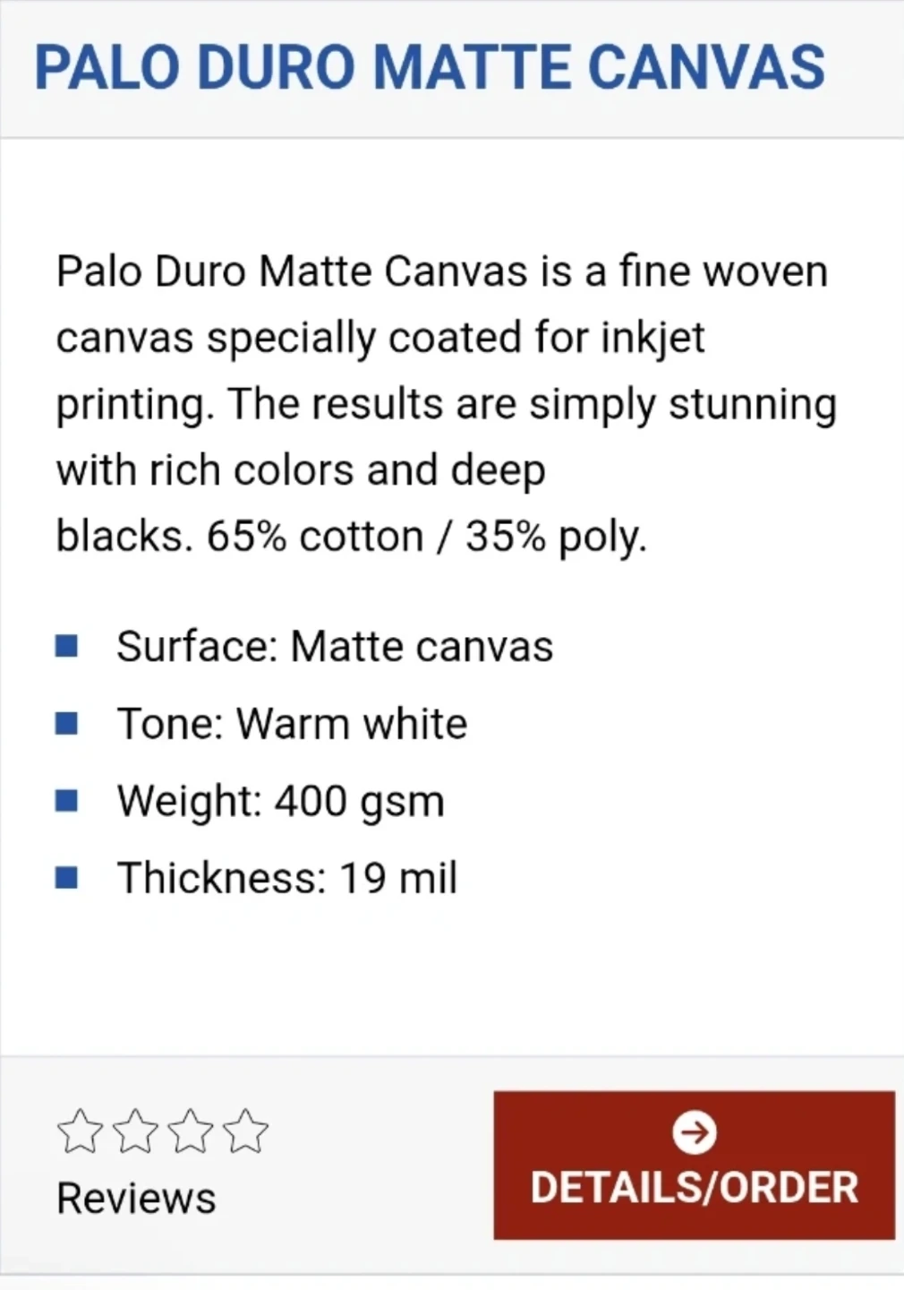 Palo Duro Matte Canvas Roll 17 inches x 50 feet 🏈 - photo 3