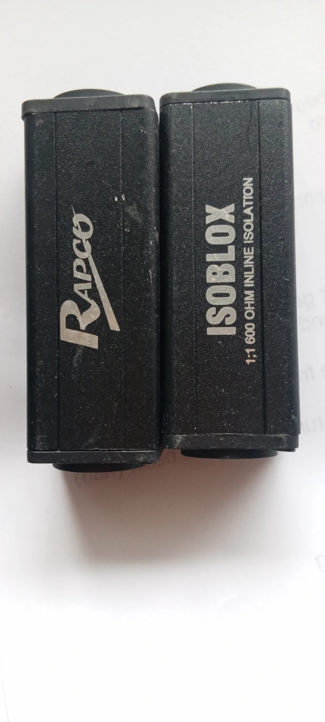 Pair of Rapco Isoblox 1:1 600 Ohm Inline Isolation Transformers
