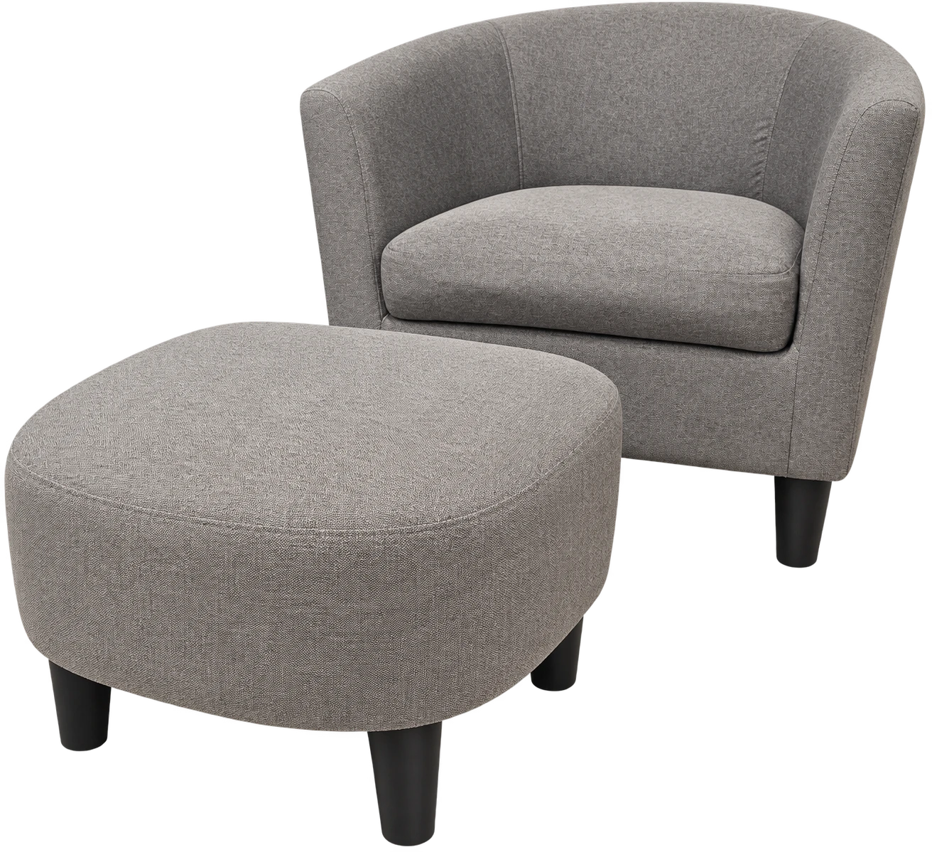 Gray Barrel Chair and Matching Ottoman Set - photo 4
