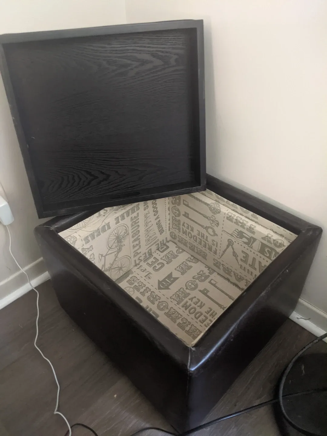 Dark Brown Storage Ottoman with Tray Top - photo 2