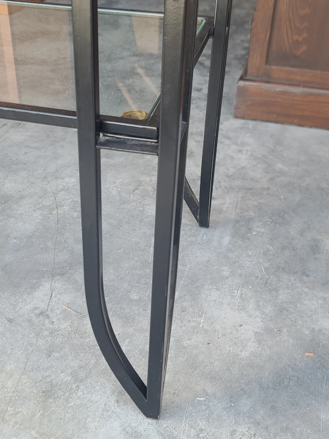 Modern Black Metal and Glass Etagere Shelving Unit - photo 2