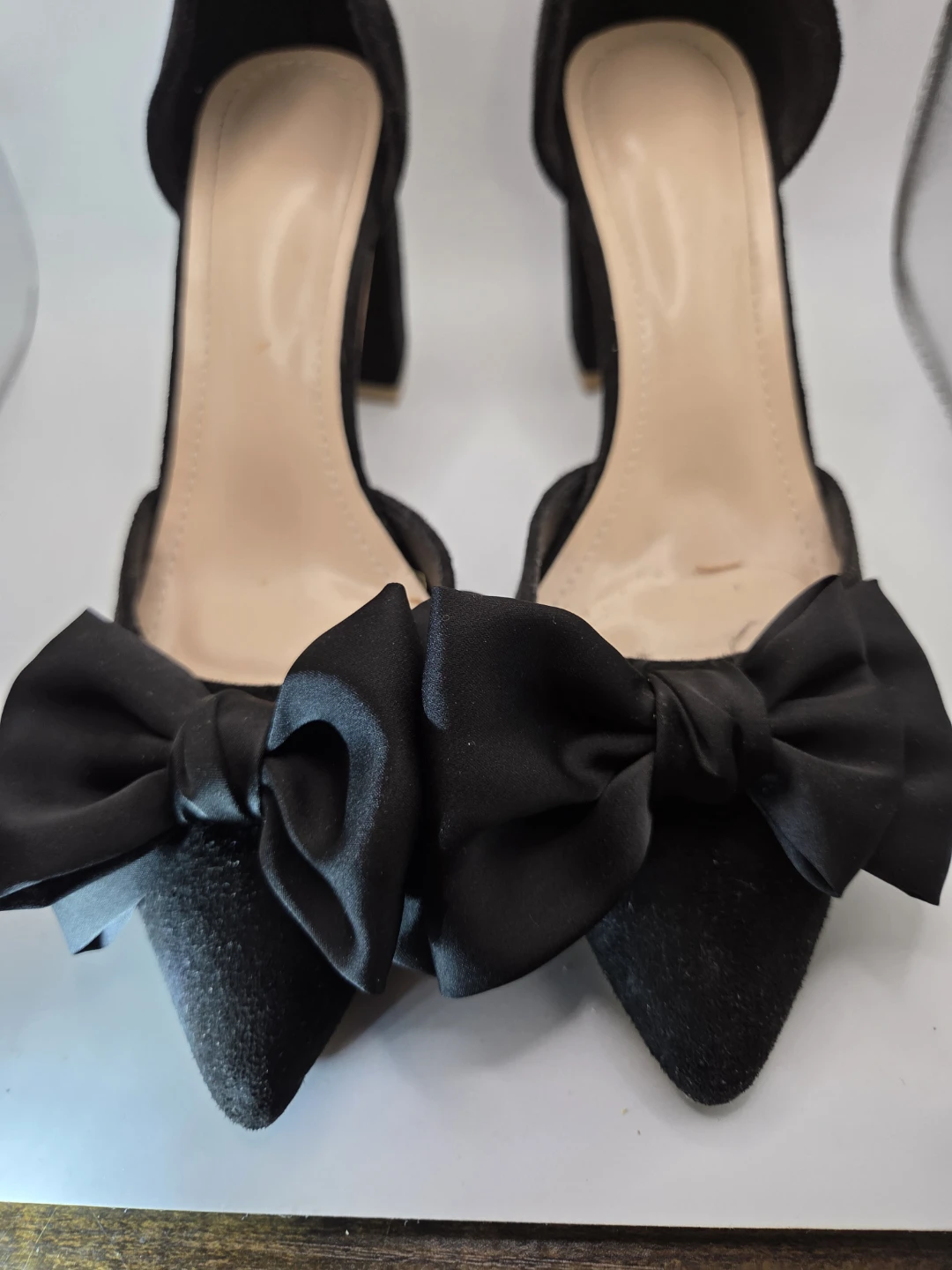 Black Suede Bow Block Heels - photo 3