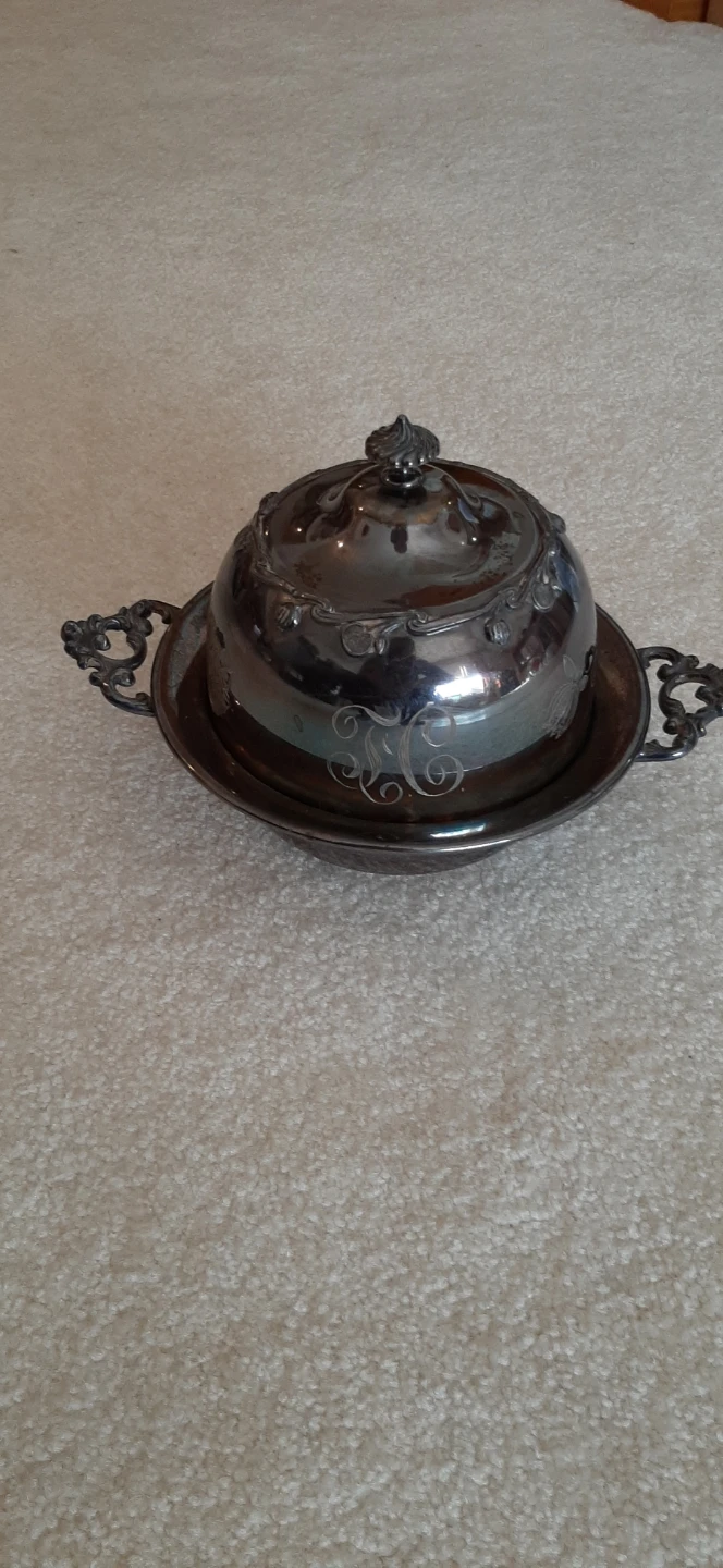 Vintage Poole Silver Co. Butter Dish