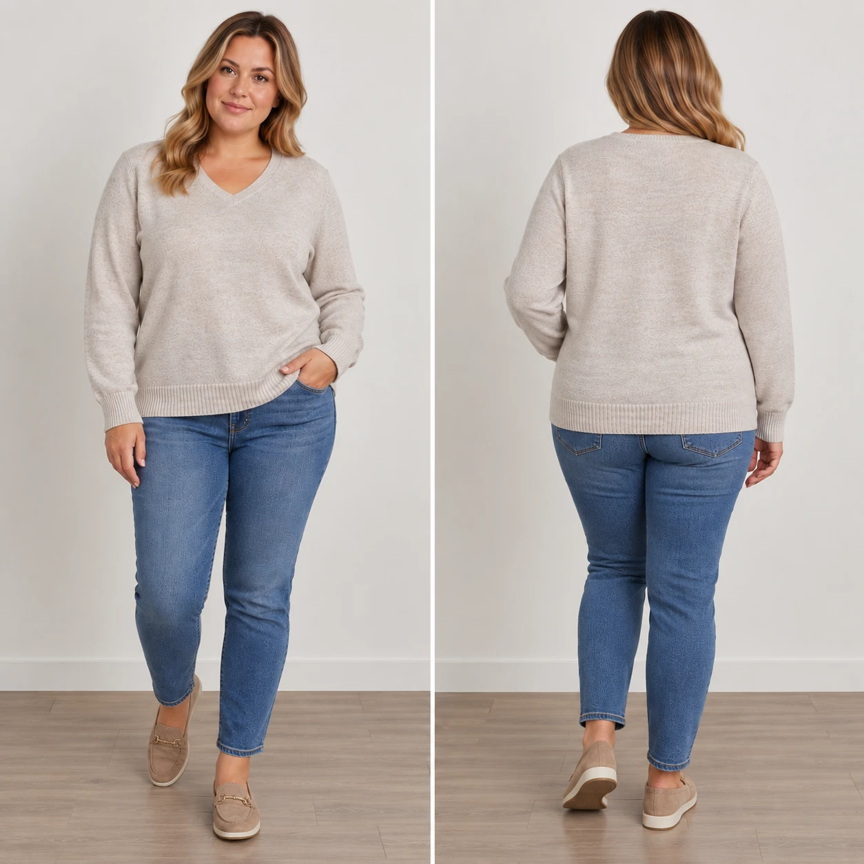 Old Navy V-Neck Sweater Beige XXL