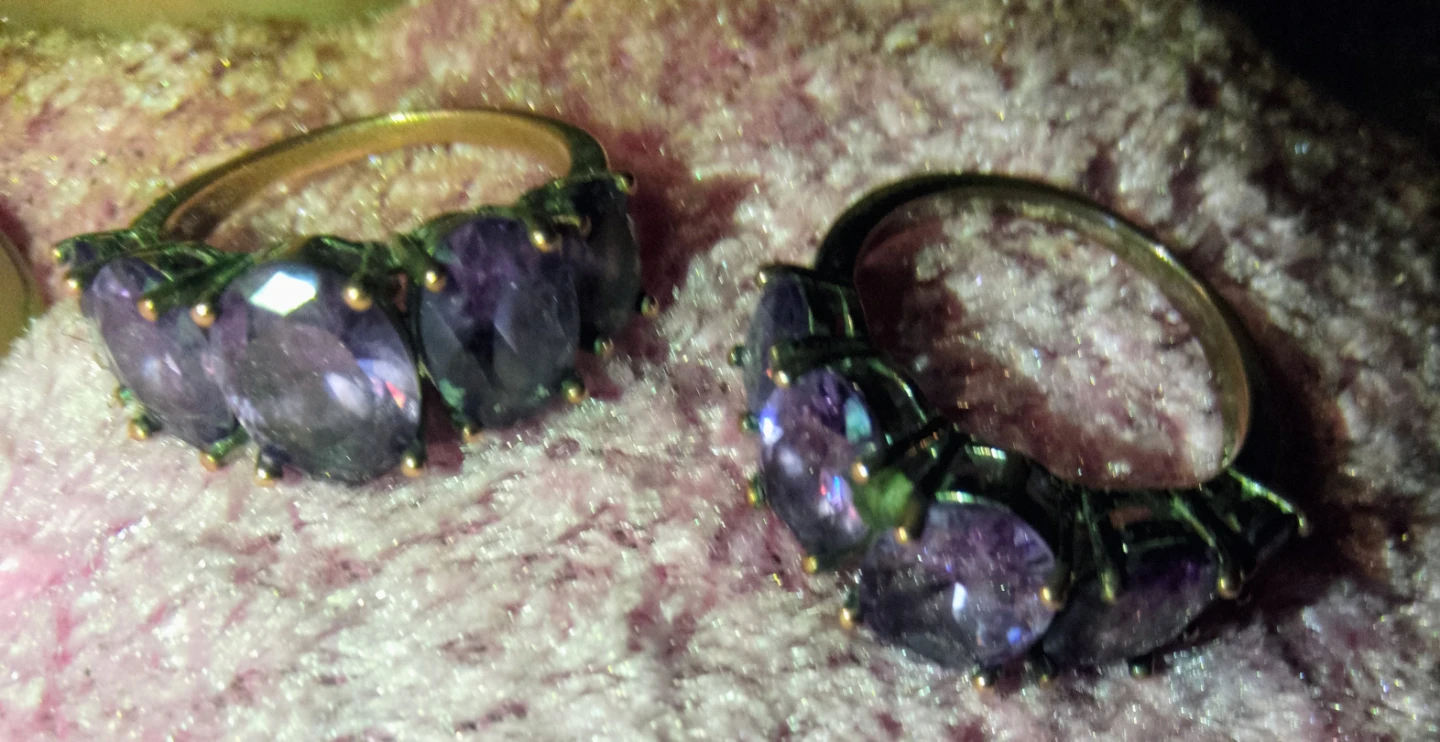 Two Amethyst Gemstone Copper Rings