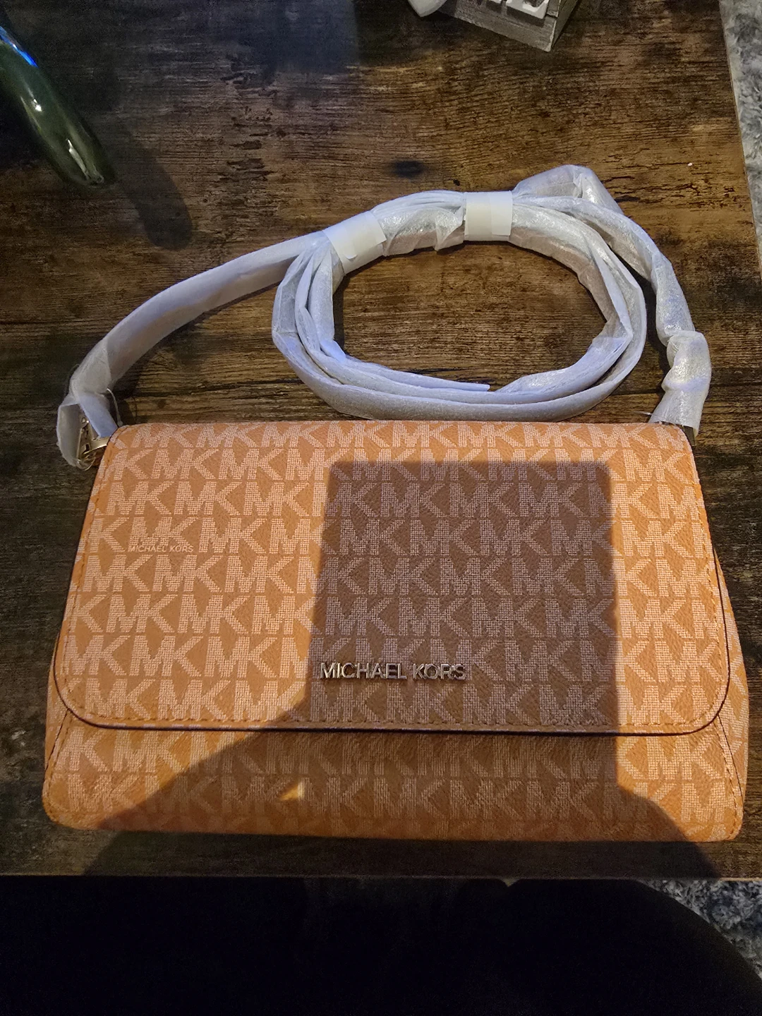 Michael Kors Orange MK Logo Crossbody Bag