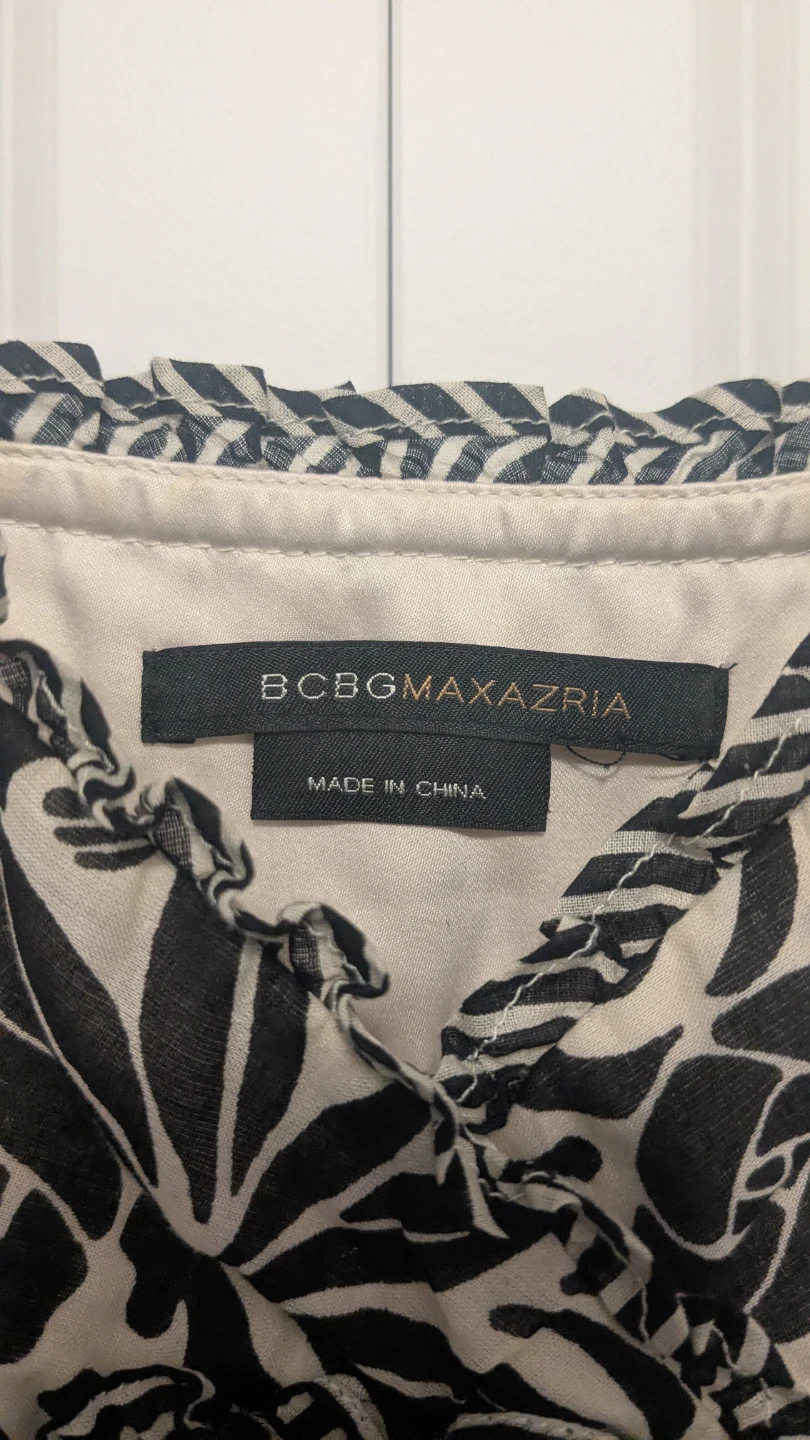 BCBGMAXAZRIA Black and White Cotton Floral Sundress - photo 2