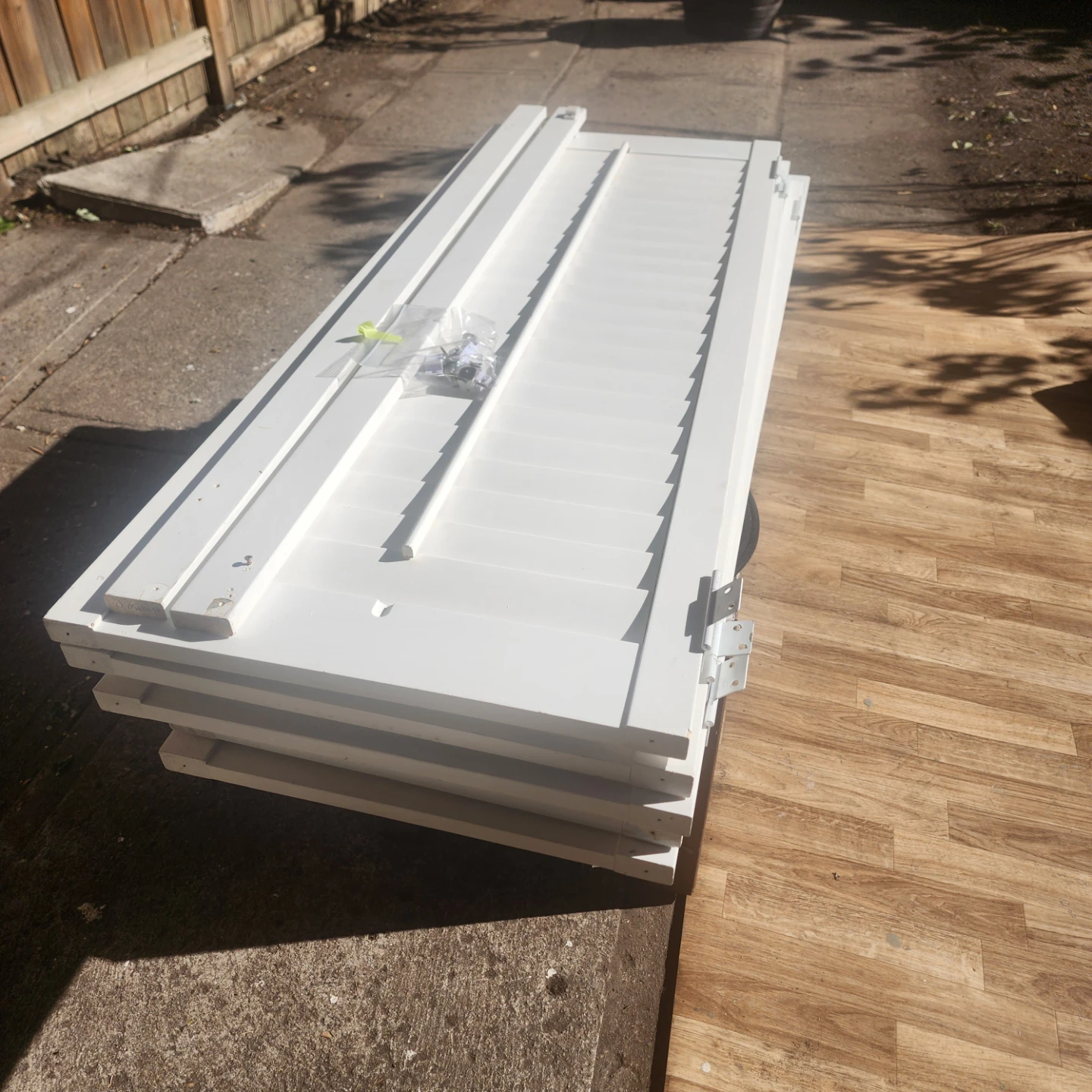 White Louvered Window Shutters - photo 4