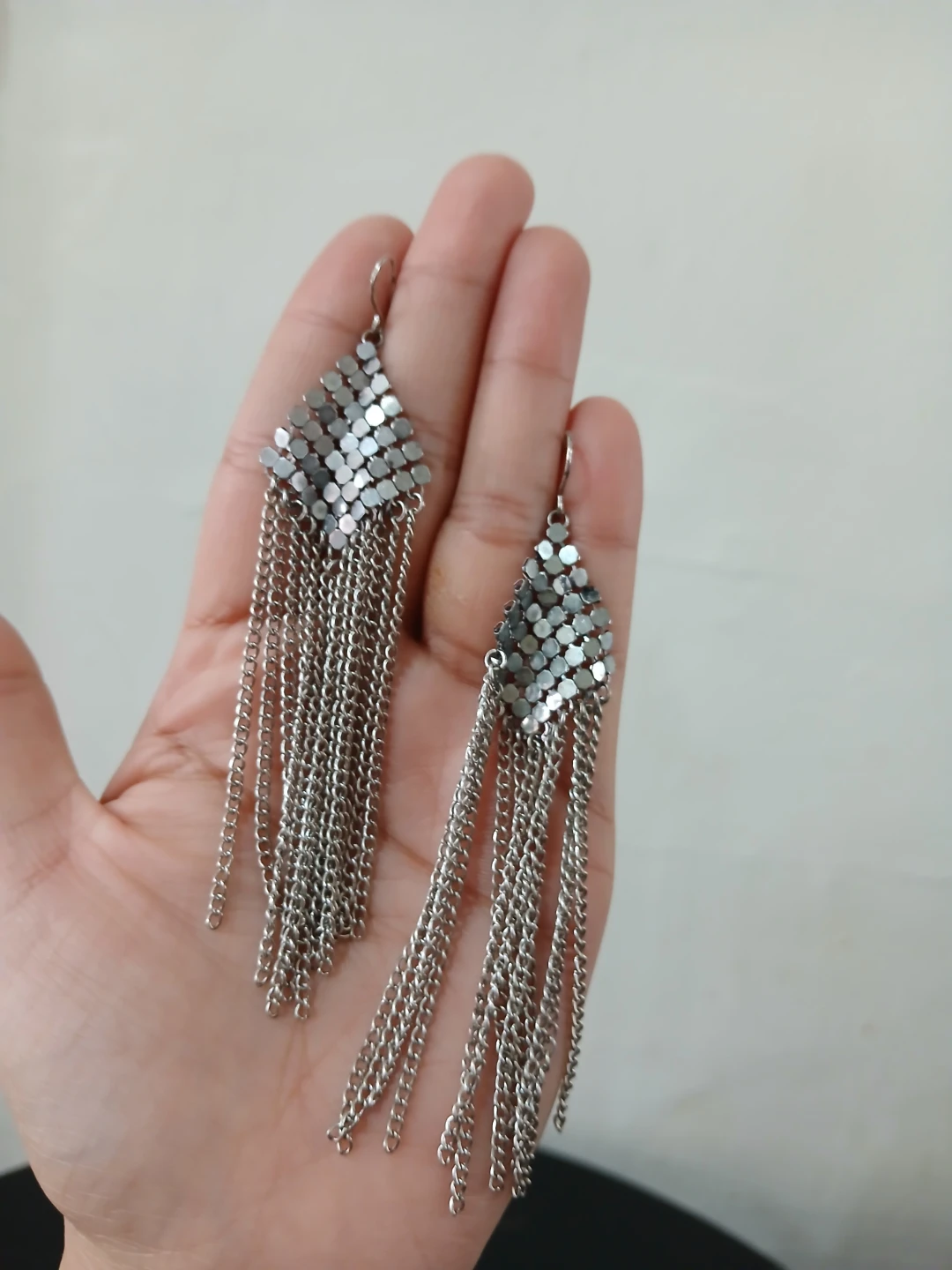 Silver Toned Chain Fringe Earrings - photo 2