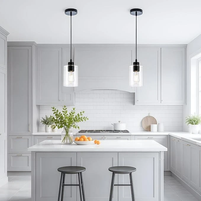 Set of Two Glass Pendant Lights