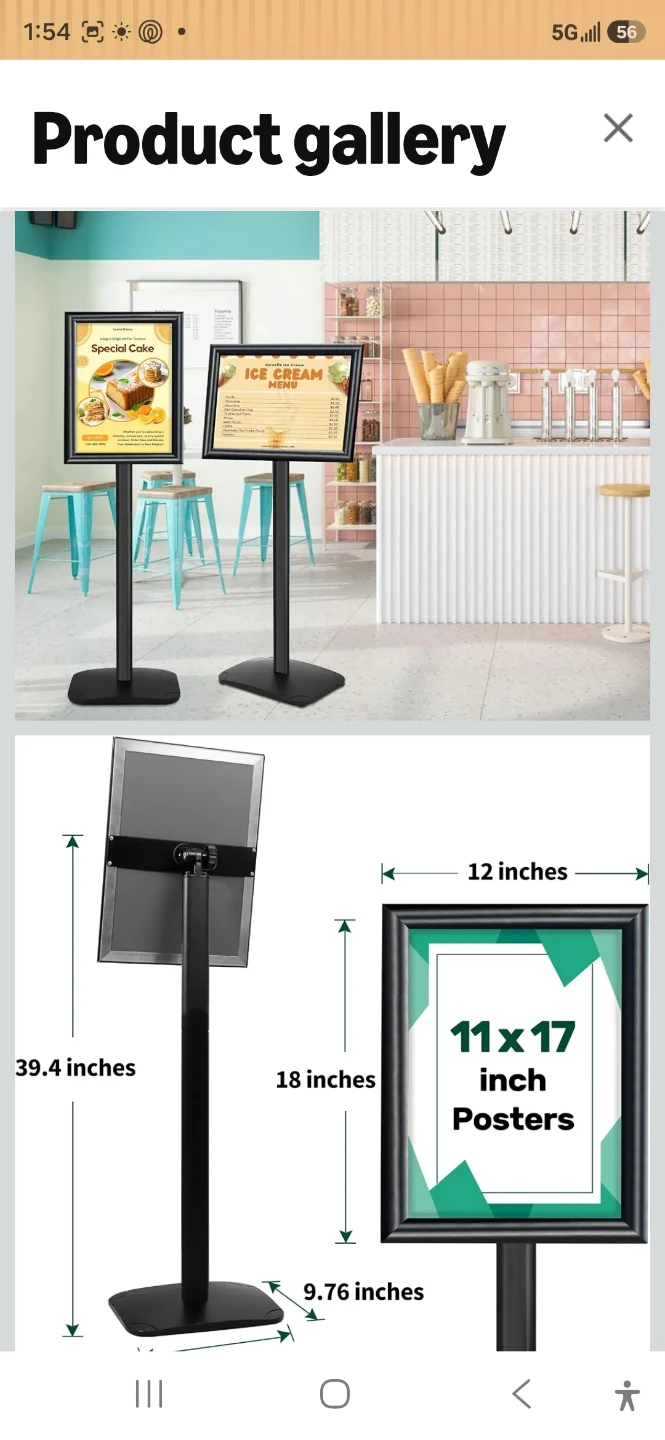 Adjustable Black Pedestal Sign Stand 11x17 - photo 2