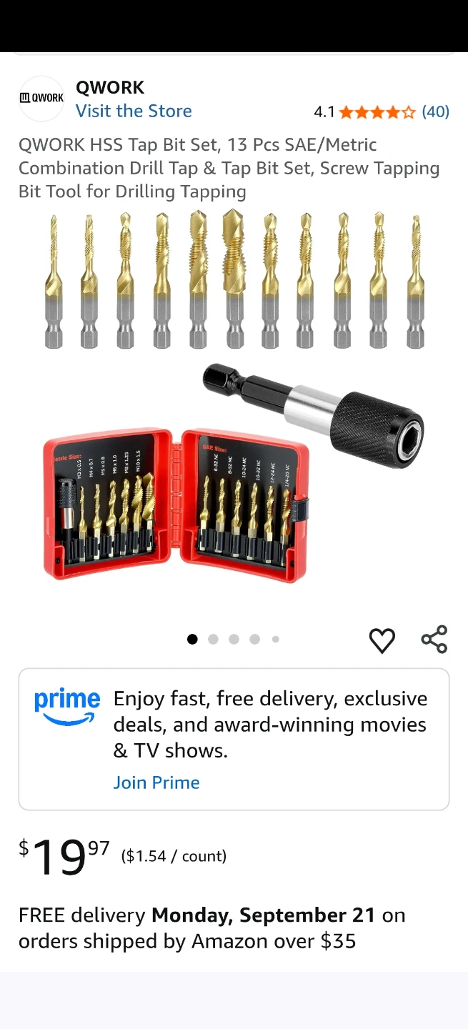 QWORK 13 Pcs HSS Combination Drill and Tap Bit Set