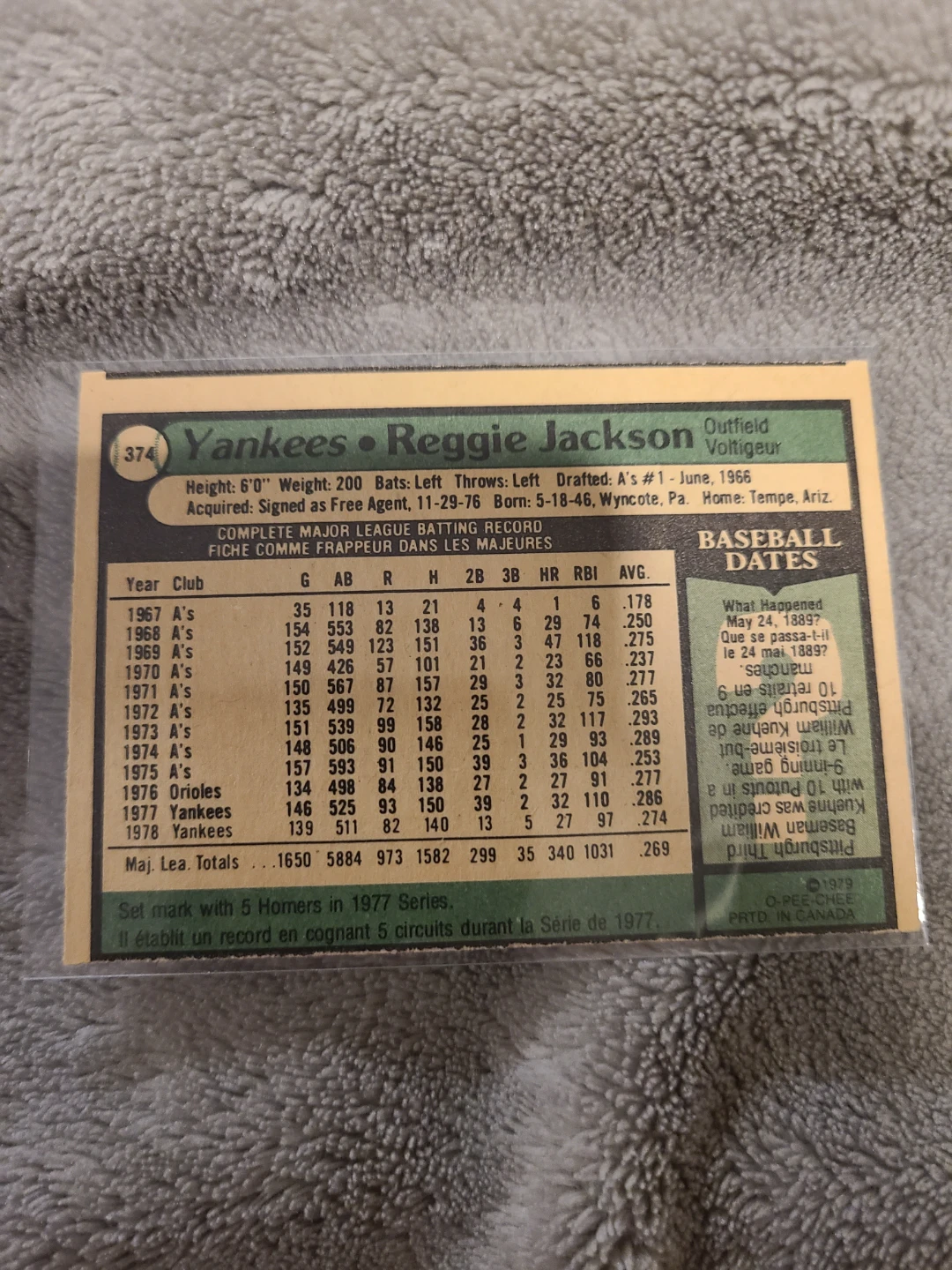 1979 O-Pee-Chee Reggie Jackson Baseball Card - photo 2