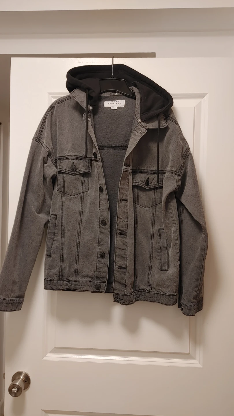 Urban Heritage Grey Denim Jacket with Hood - Size S