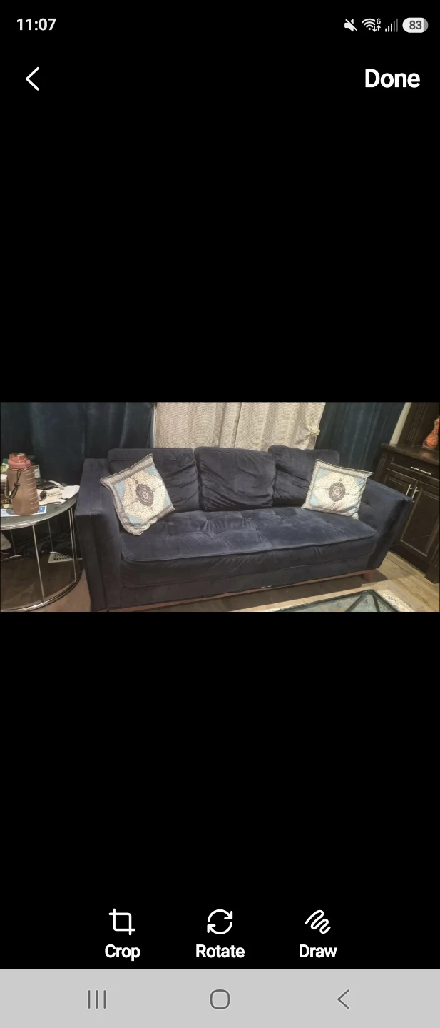 2 Navy Blue Velvet Sofa 3 seat each
