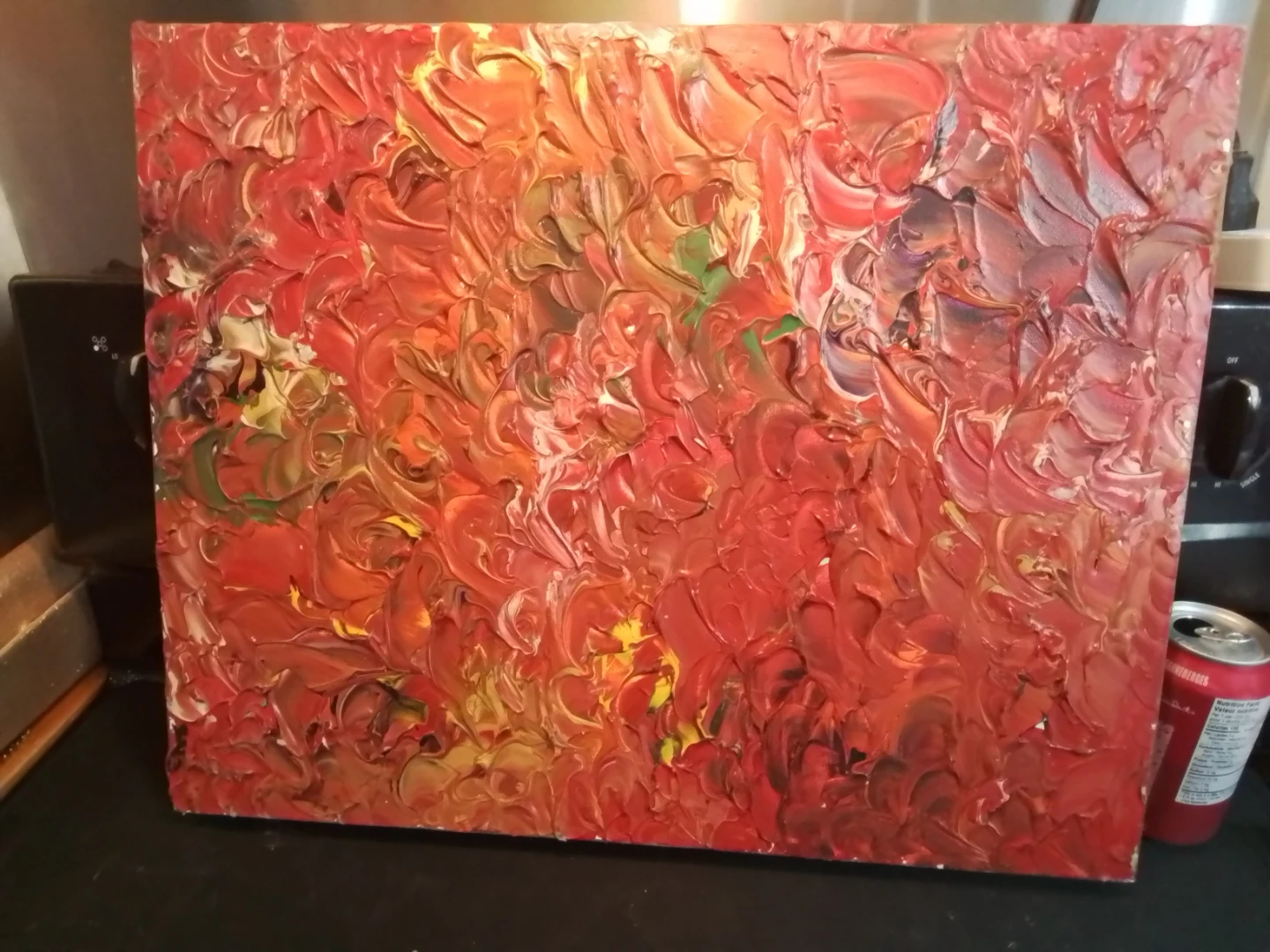 Abstract Textured Red Acrylic Painting