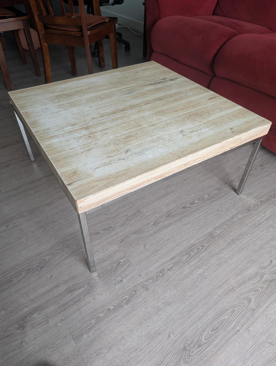 Square Coffee Table with Wood-Look Top - photo 2
