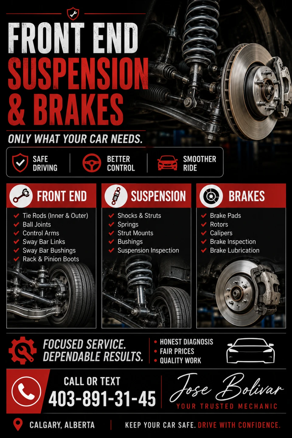 Car Steering, Suspension & Brakes Service