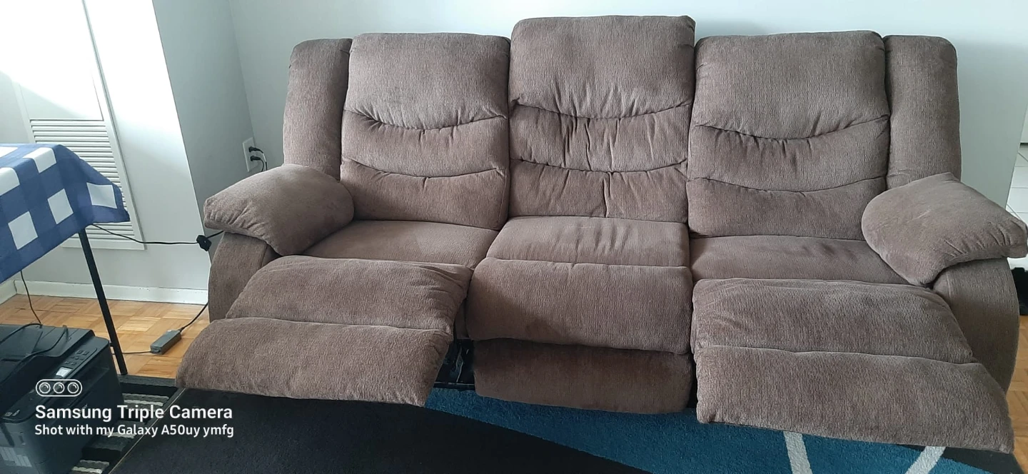 Brown reclining sofa
