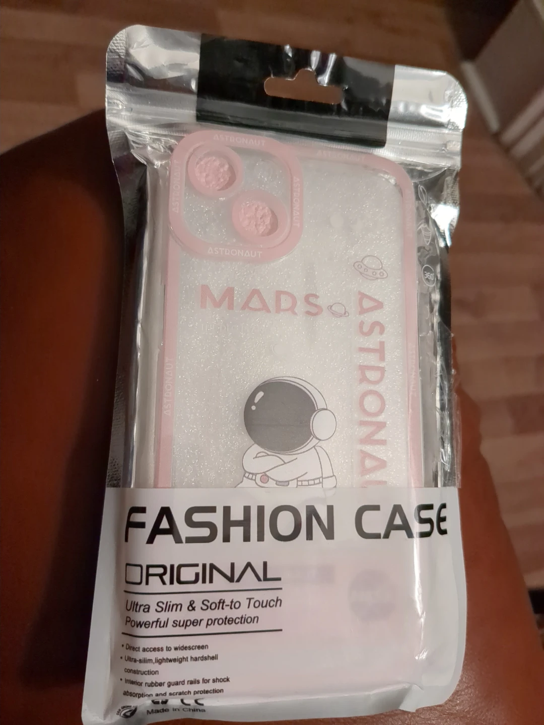 iPhone 13 Case - Pink and Clear - Mars/Astronaut