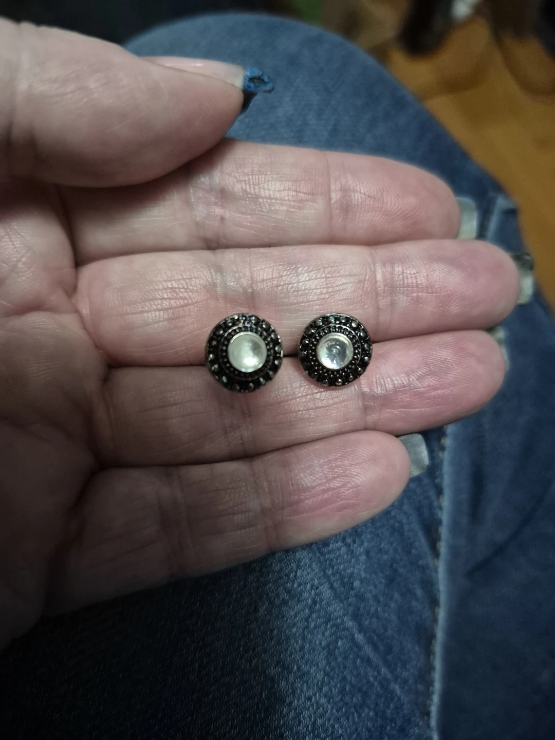 Stud Earrings with Faux Gems