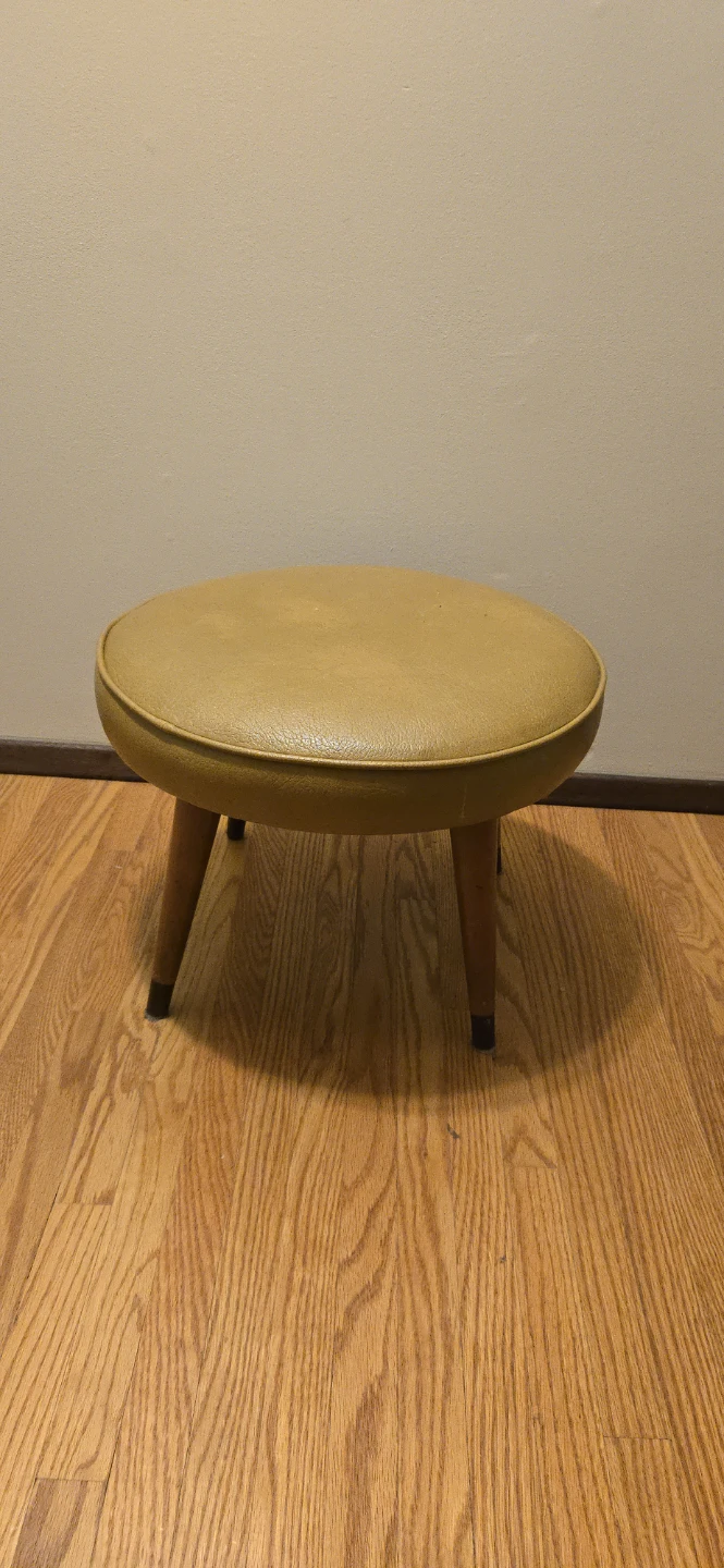 Vintage Mid-Century Modern Mustard Yellow Ottoman - photo 2