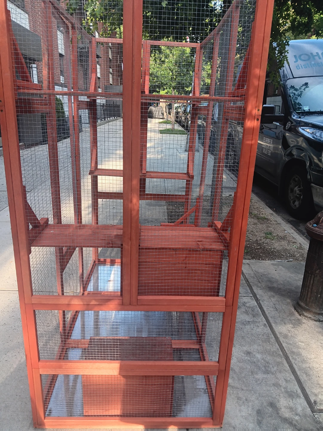 Large Wooden Outdoor Cat Enclosure with Multiple Levels