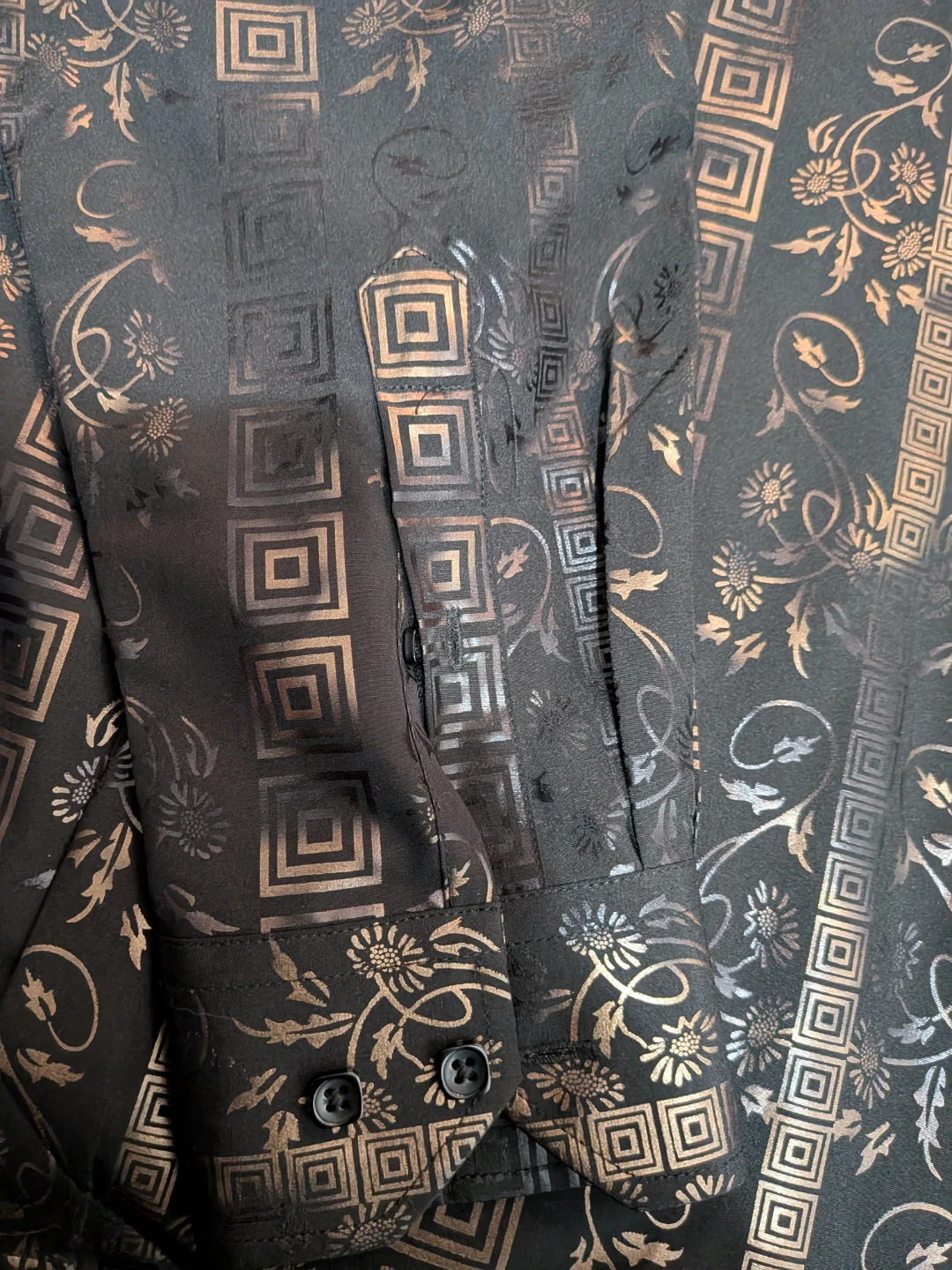 Black and Bronze Patterned Long Sleeve Shirt - photo 5