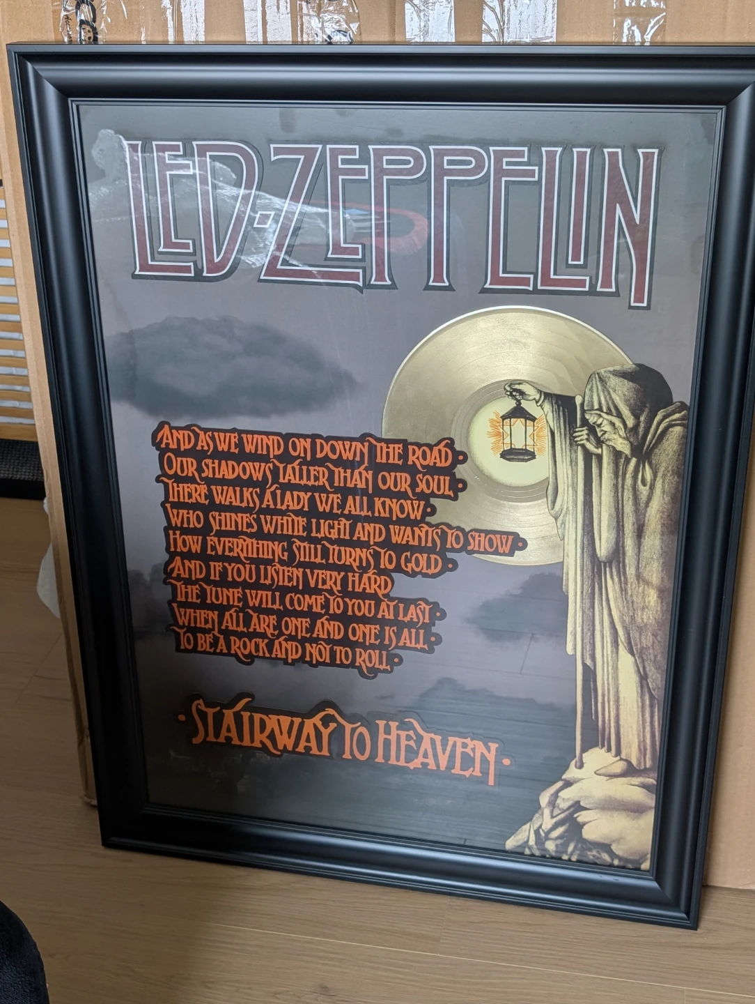 Led Zeppelin framed art.