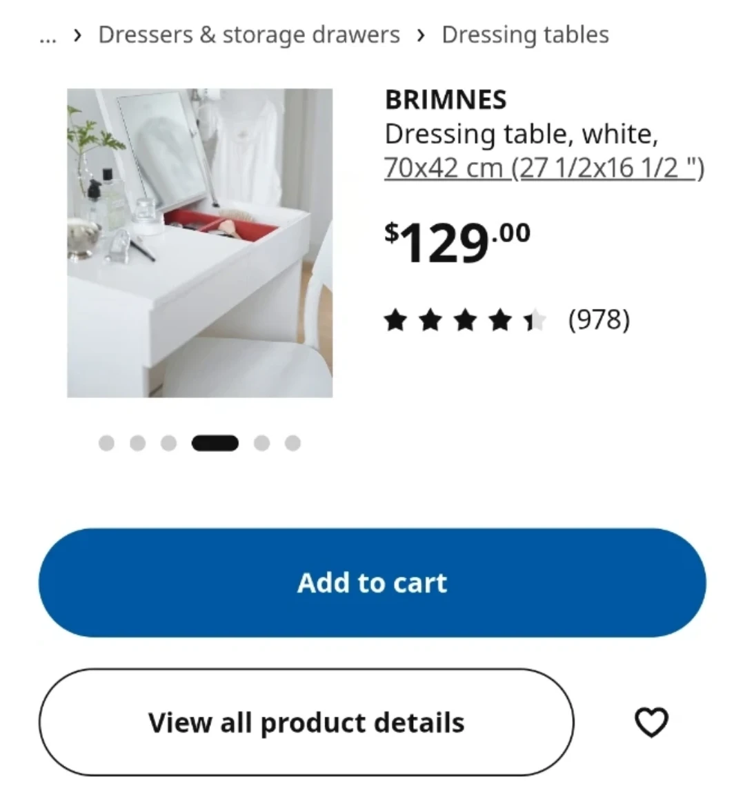 IKEA Brimnes Dressing Table White