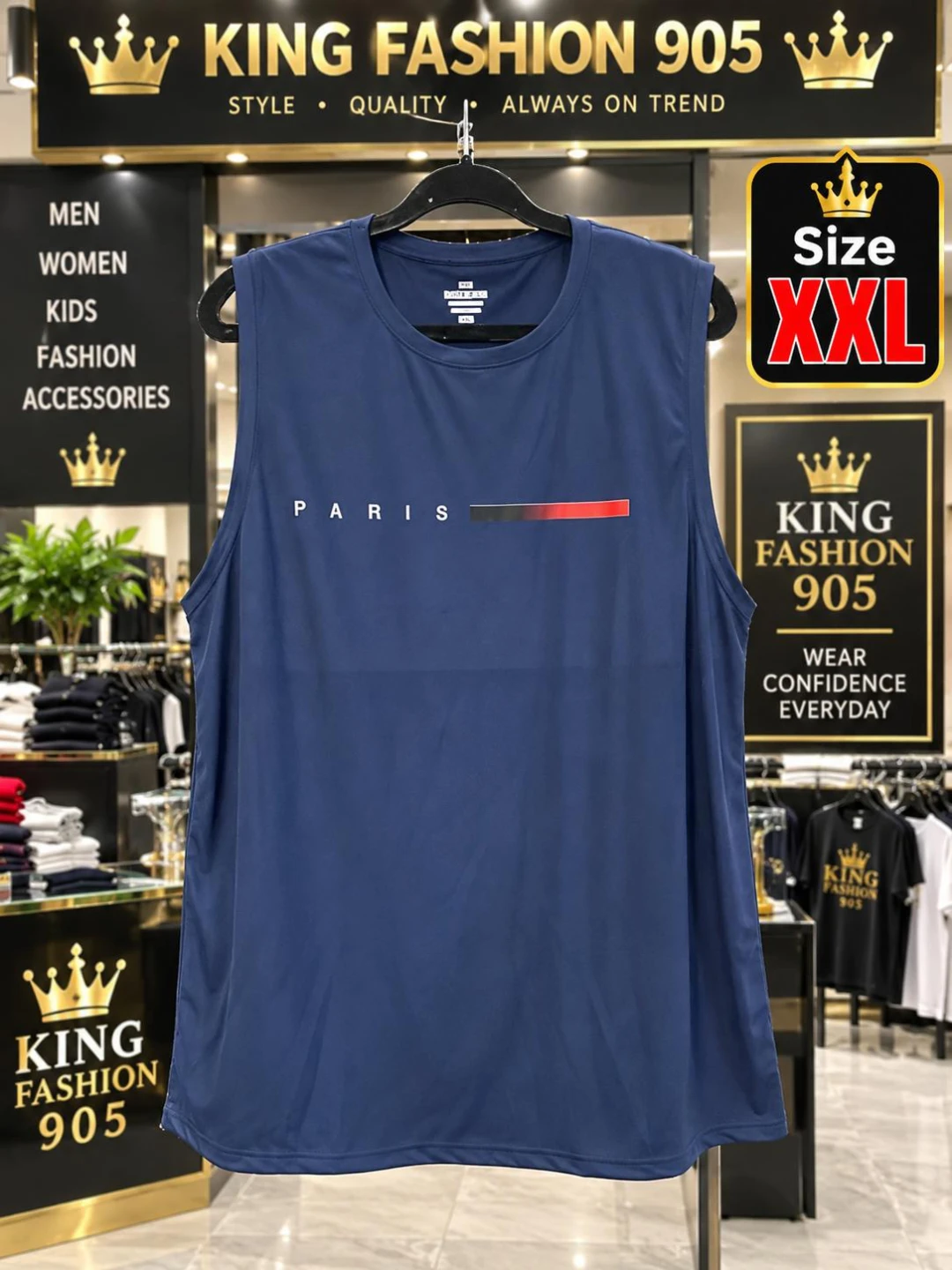 King Fashion 905 Paris Sleeveless Shirt XXL