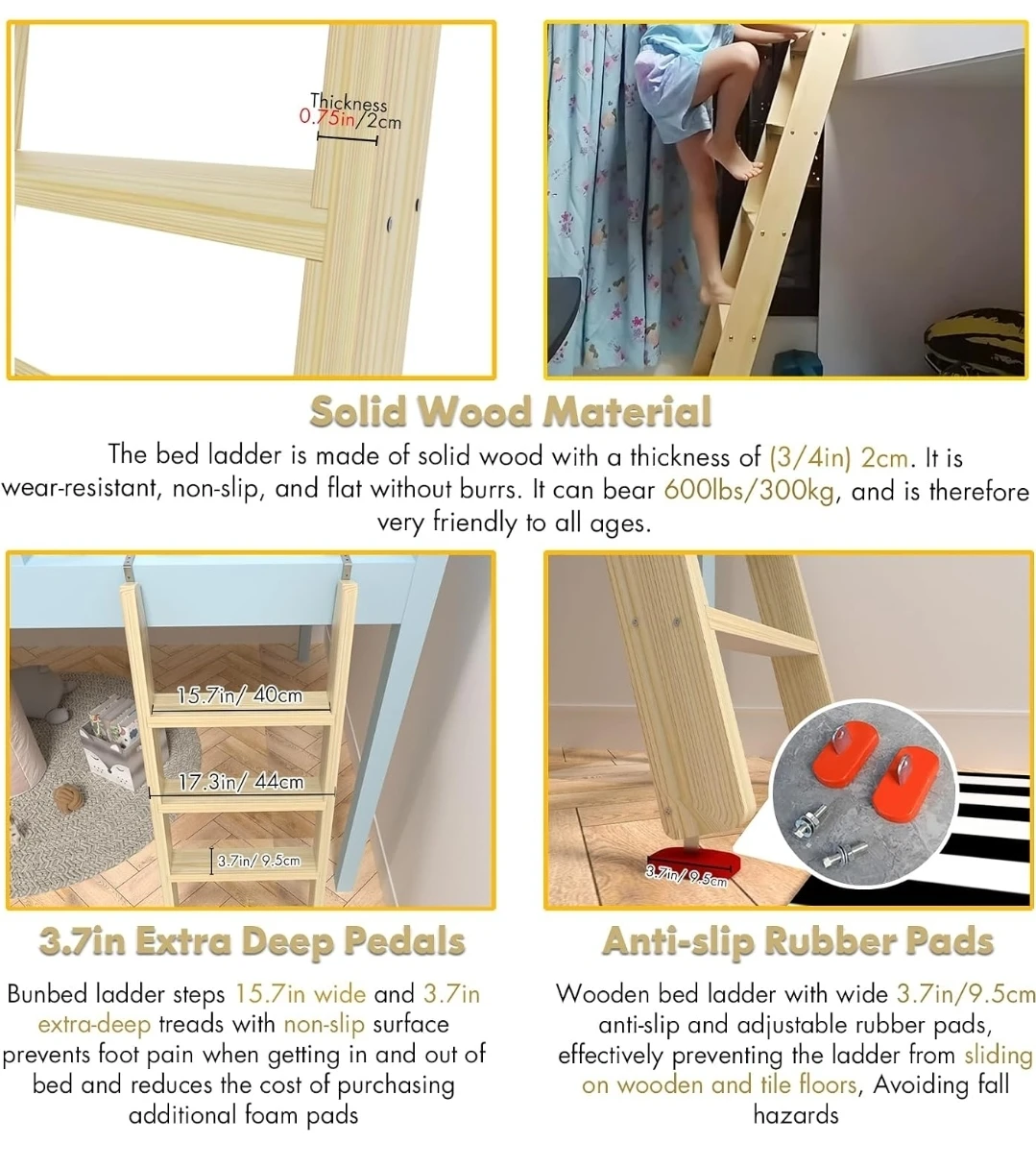 50-inch Wooden Bunk Bed Ladder - photo 5