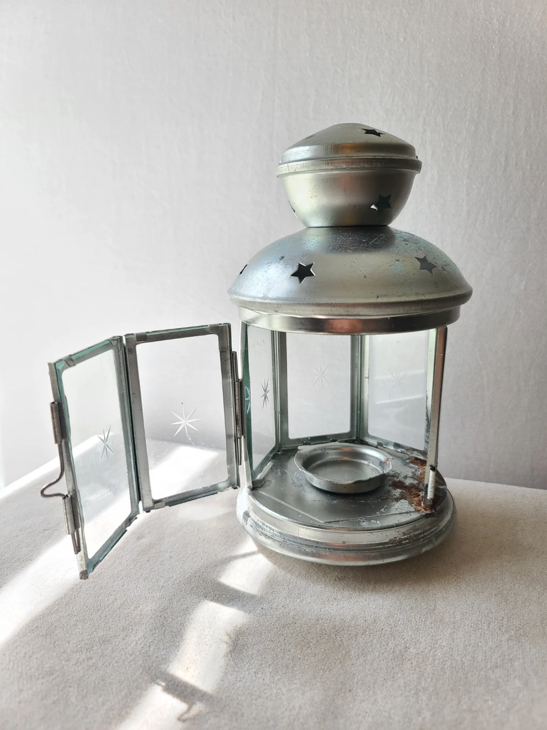 Vintage Metal Candle Lantern & Glass Chamber Stick Set - photo 5