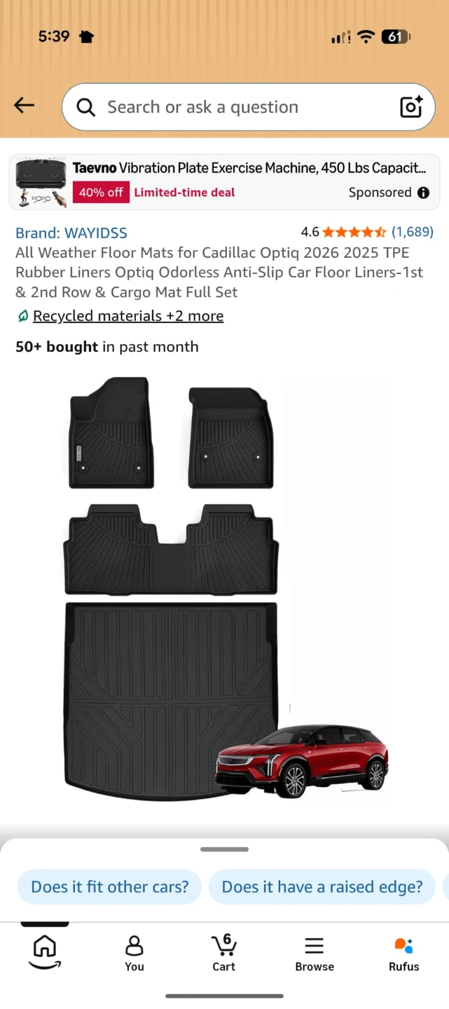 WAYIDSS All Weather Floor Mats Full Set for Cadillac Optiq
