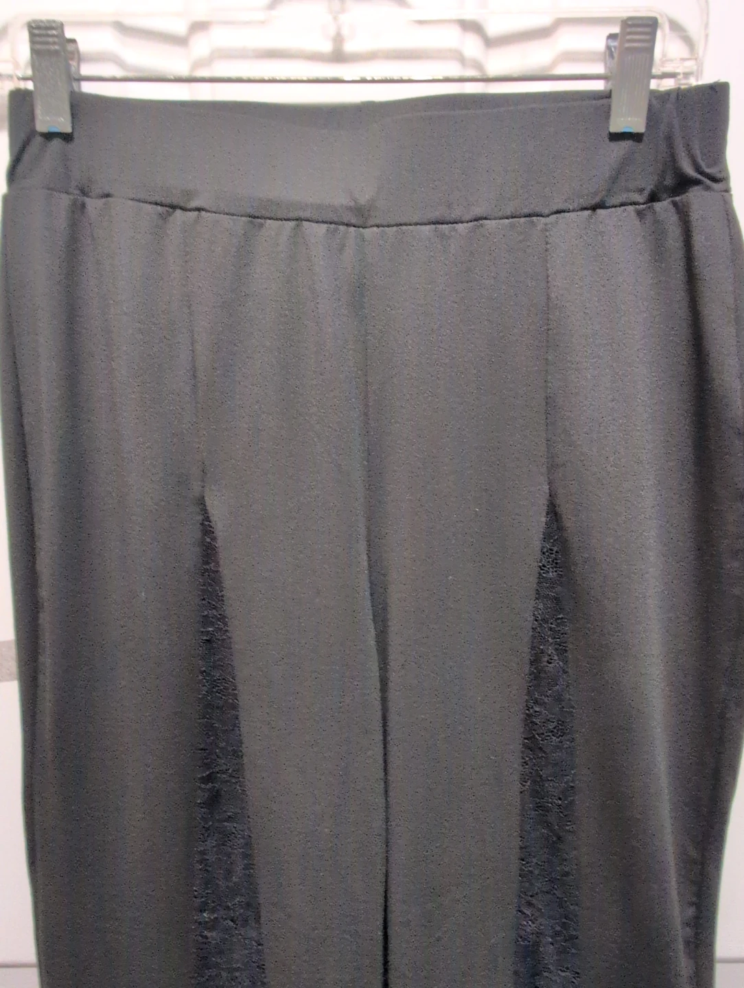 Women's Black Wide Leg Pants with Lace Insets - Size L - photo 3