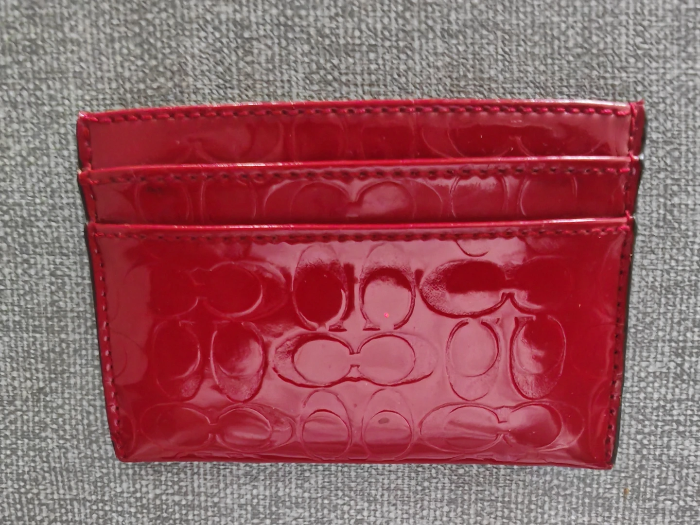 COACH Patent‑Leather Card Holder — Embossed Pattern, New