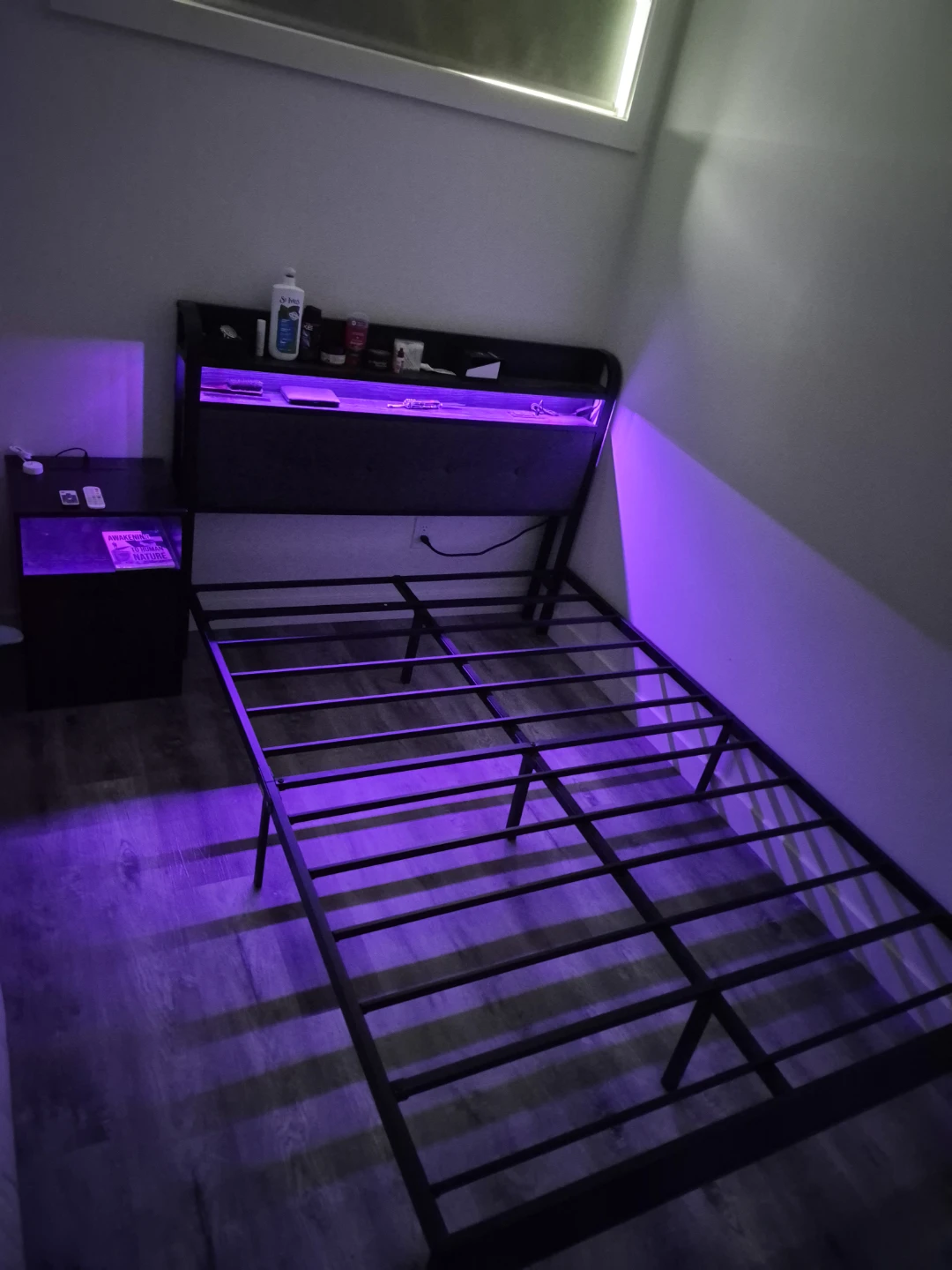 LED Light Full/Double Sized Bed Frame with Nightstand